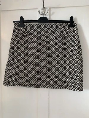 Avenue Black White Skirt Knit Feel 12 Polyester Cotton 16” Long Womens - Image 1 of 4