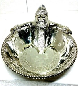 Plato de caramelo decorativo enchapado vintage INTERNATIONAL SILVER Co Santa Claus - Imagen 1 de 9