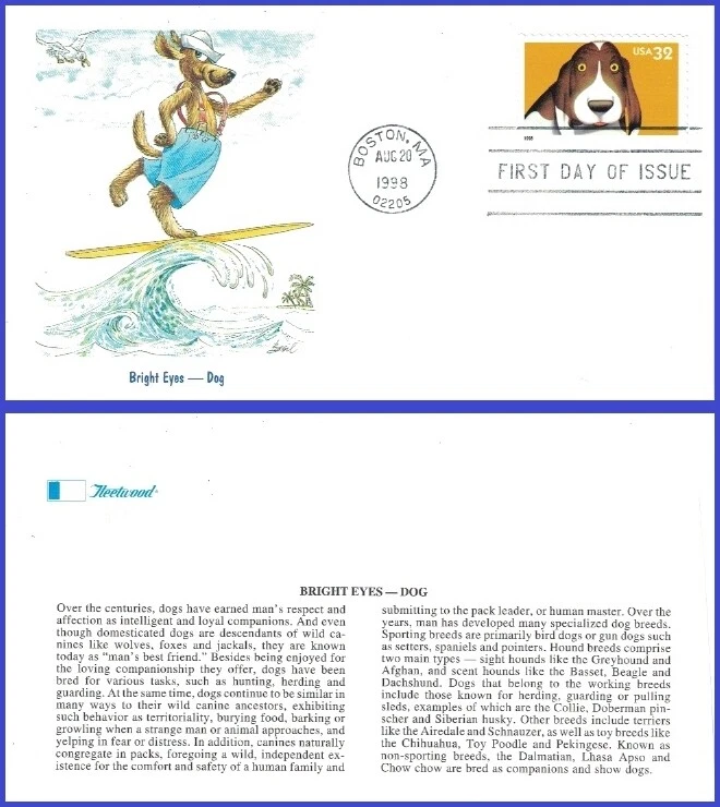 USA6 #3230 U/A FLEETWOOD FDC   Bright Eyes Dog - Image 1 of 1