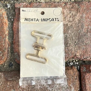 Vintage 70’s 80’s MEHTA IMPORTS 2” Brass CLIP TOGETHER Clasp Buckle FOR 1” Belt - Picture 1 of 4