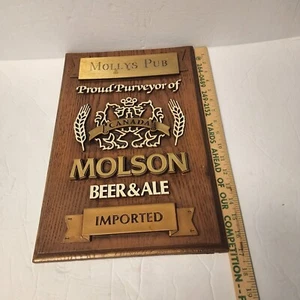 Molly's Pub, Molson's Beer & Ale, importiert, Kunststoff Holzmaserung Werbung Sig - Bild 1 von 7