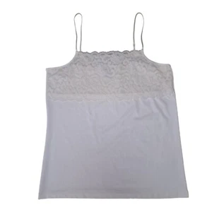 Vintage Y2K Ivory Lace Stretch Cami Tank Top Boutique Essentials Women's Size L - Picture 1 of 6