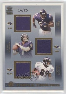 2002 Pacific Crown Royale Triple Threads Gold /25 Ray Lewis Chris Redman #3 HOF