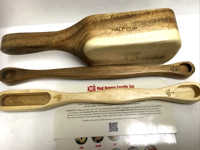 Juego de cuchara medidora de madera de acacia Mad Hungry de 3 piezas para cocinar NUEVO SIN CAJA Foto 1 de 2