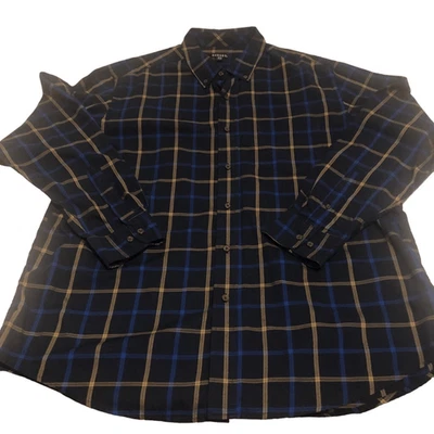 Camisa de vestir George para hombre talla 46/48 con botones azul marino oscuro a cuadros múltiples Foto 1 de 4