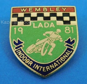 Vintage Speedway Wembley LADA Indoor International Metal Enamel Pin Badge 1981 - Picture 1 of 7