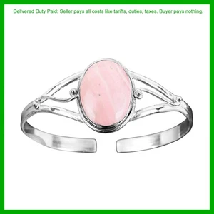 Thanks Giving Day Sale 925 Sterling Silver Pink Opal Gemstone New Bangle Jewelry - Picture 1 of 7