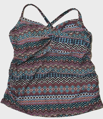 Tankini Colorful Geo Wrap Front Swim Top Sz 40DDD Underwire Stretch  Merona - Image 1 of 4