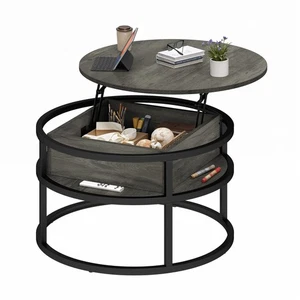Round Lift Top Coffee Table with Hidden Storage, Modern Design for Living Room - Picture 1 of 9