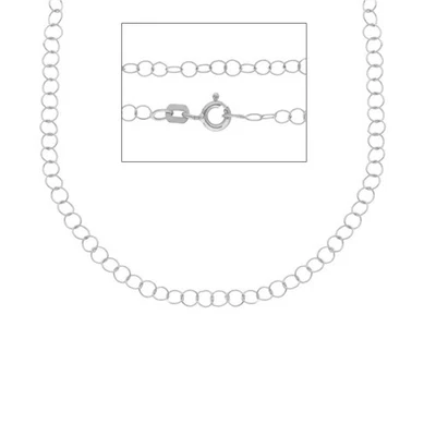 18k white gold rolo chain 3mm, length 17.7", solid thin circles, Made in Italy - Image 1 of 3