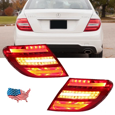 Pair LED Tail Lights lamp For Mercedes Benz W204 C-Class C300 C350 C63 2011-2014 - Image 1 of 4