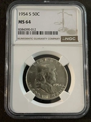 1954-S 50C Franklin Half Dollar, NGC MS64 - Image 1 of 2
