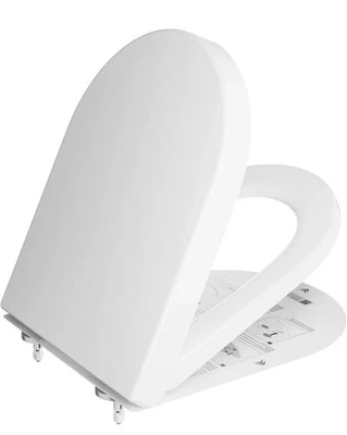 DERW D Shaped Soft Close Toilet Seat, Heavy Duty Premium Thermoplastic, Quick R