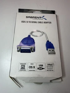 Sabrent USB 2.0 to Serial Cable Adapter DB9 RS-232 with Driver CD – New (B5) - Picture 1 of 2