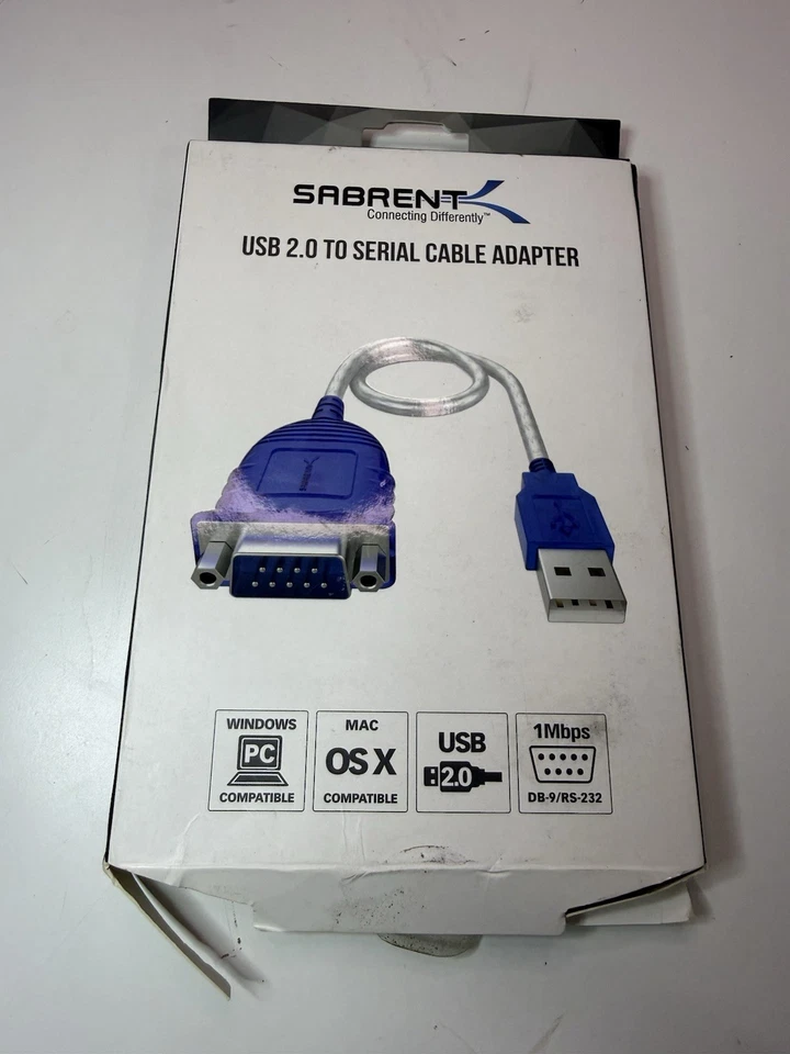 Sabrent USB 2.0 to Serial Cable Adapter DB9 RS-232 with Driver CD – New (B5) - Image 1 of 2
