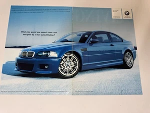Original 2001 E46 BMW M3 Coupe blau Magazin Werbung Poster Garage Man Cave Retro - Bild 1 von 3