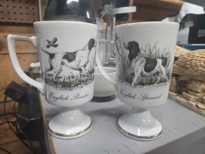 English Spaniel / Pointer Standbecher Becher Goldrand Henkel  - Bild 1 von 1