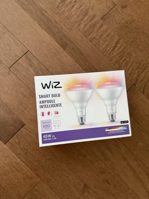 WiZ Smart Bulb 2-pack 7.2 BR30 WI-Fi LED 16 M Colors 65 W EQ. 650 Lumens NEW HVD - Image 1 of 4