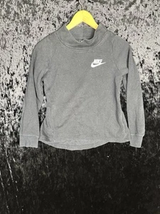 Nike Mock Neck Long Sleeve Pullover Activewear Sweater Girls M Black Logo - Picture 1 of 7