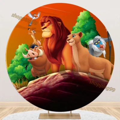 Round Lion King Simba Backdrop Cover Kids Happy Birthday Party Photo Background - Image 1 of 4