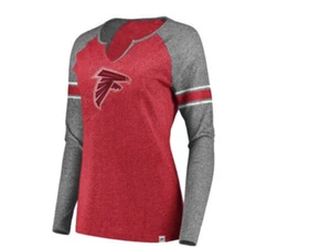 T-shirt maglietta Atlanta Falcons donna Majestic NFL Static Varsity $40 nuova con etichette - Foto 1 di 2