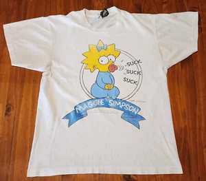 Vingage Maggie Simpson Tee Large 1990 The Simpsons TV Cartoons Matt Groening Art - Picture 1 of 13