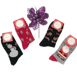 Charter Club Holiday Women's Crew Socks Set of 4 (9-11) - Picture 1 of 5