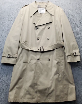 London Fog Trench Coat Mens 44L Brown Belt Waist Peak Lapel Double Breasted EUC - Image 1 of 4