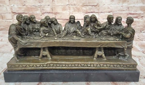 Vintage large hand made bronze religious last supper from church Sculpture Sale - Imagen 1 de 10
