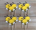 12Pcs Bumble Bee Cupcake Toppers - Oh Babee Cupcake Picks for Baby Shower Birthd