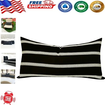 Breathable 12x24 Decorative Pillow Cover with Stylish Stripes for Sofas - Image 1 of 4