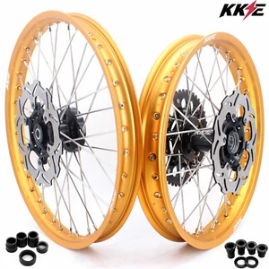 KKE 21/19'' Spoked Wheels Rims Fit Suzuki RM125 RM250 1996-2000 CNC Black Hubs - Imagen 1 de 12