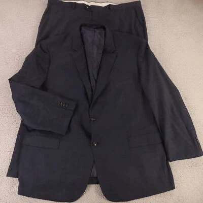 Jos A Bank Suit 3XL 3XLT Blue Hopsack Wool Cooling Summer Tailored Fit 54L 42x29 - Image 1 of 4