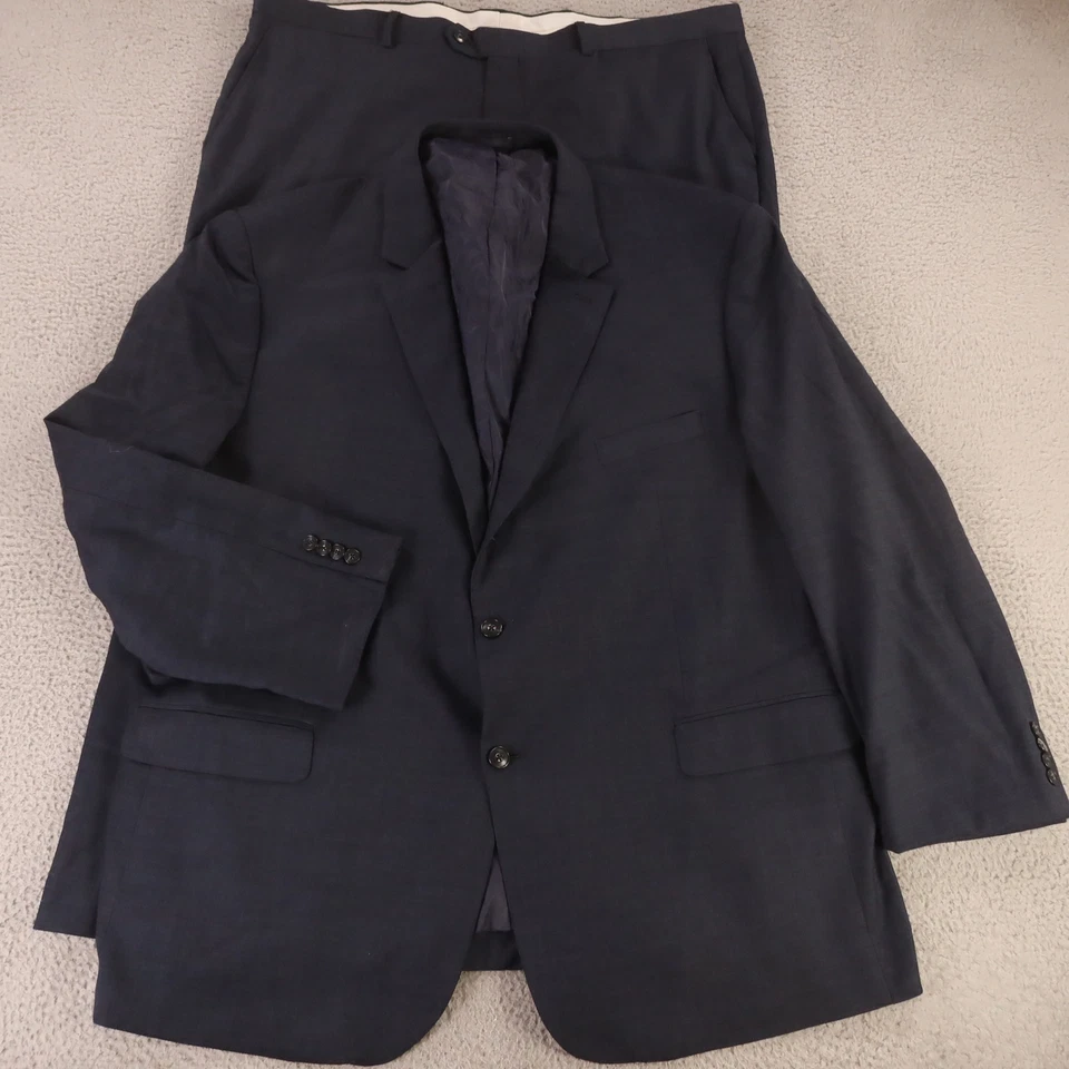 Jos A Bank Suit 3XL 3XLT Blue Hopsack Wool Cooling Summer Tailored Fit 54L 42x29 - Image 1 of 4