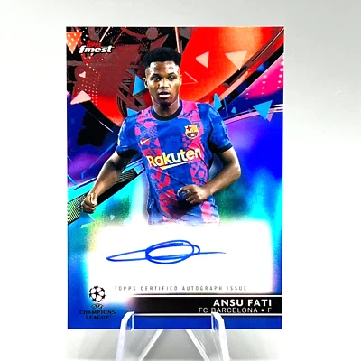 2021 Topps Finest UEFA Ansu Fati Blue Refractor Auto /150 Barcelona - Image 1 of 3