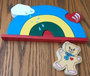 CARE BEARS?  WOOD CUT OUT PUZZLE~CLOUDS~RAINBOW~BEAR PRETTY CUTE! - Picture 1 of 4