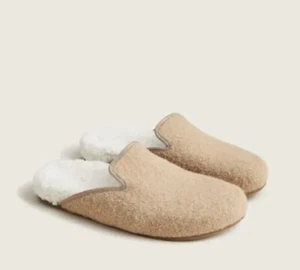 NEU $ 138 J Crew Filz Wollfell gemütlich Kamel Slipper Maultier Clog Slide Lounge Schuh 7,5 - Bild 1 von 13
