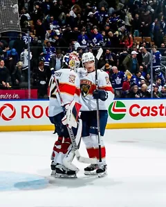 Sergei Bobrovsky & Gustav Forsling Win Celly Florida Panthers 8x10 NHL Photo - Picture 1 of 1