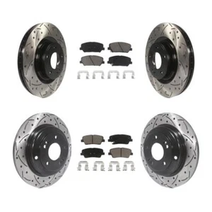For Hyundai Genesis Coupe Front Rear Drill Slot Disc Brake Rotor Ceramic Pad Kit - Picture 1 of 16