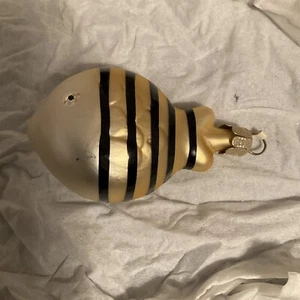 mercury glass fish christmas ornament yellow with black stripes - Picture 1 of 7