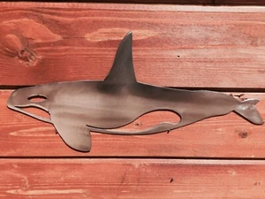 Orca Metal Wall Art Skilwerx Colors 14 x 8 Ocean Nautical Marine Beach House - Picture 1 of 19