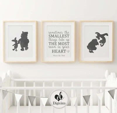 DIGIVITES Baby Nursery Wall art prints, Winnie the Pooh, Eeyore, Piglet, Tigger, kids art