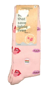NWT Conscious Step lgbtq Pink Socks Unisex Size Medium 1 Pair - Picture 1 of 2