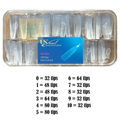 Fabricante de uñas USN - Caja de puntas de gel - Caja de puntas de uñas 540 puntas EN VENTA* Foto 1 de 4