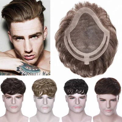 Pelucas de sistema de reemplazo de pelucas para hombre con clip Remy 100 % cabello humano toupee Foto 1 de 4