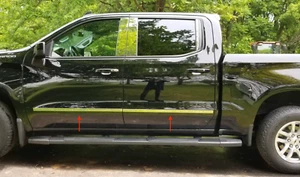 Chrome Body Side Molding for 2019-2025 Silverado Sierra Crew Cab 1 1/4" Set 4 - Picture 1 of 2