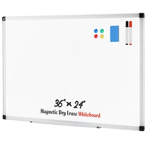 Magnetic Whiteboard Dry Erase Board 36"x24" Wall Mounted for Office Home School - Picture 1 of 5