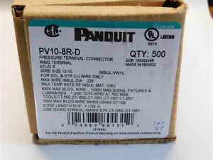 100 Panduit PV10-8R-D gelber Ring Zunge Klemmen 12-10AWG #8 Nieten Größe - Bild 1 von 2