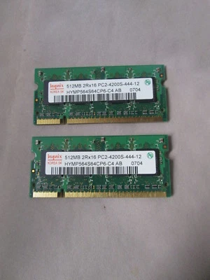 Hynix Laptop Memory SODIMM 1GB (2 x 512) HYMP564S64CP6-C4 PC2-4200 - Image 1 of 2