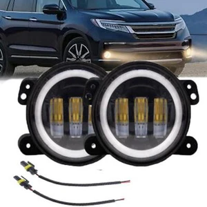 Luces antiniebla LED redondas con halo ojos de ángel DRL para Jeep Wrangler JK LJ JT 4" pulgadas - Imagen 1 de 12
